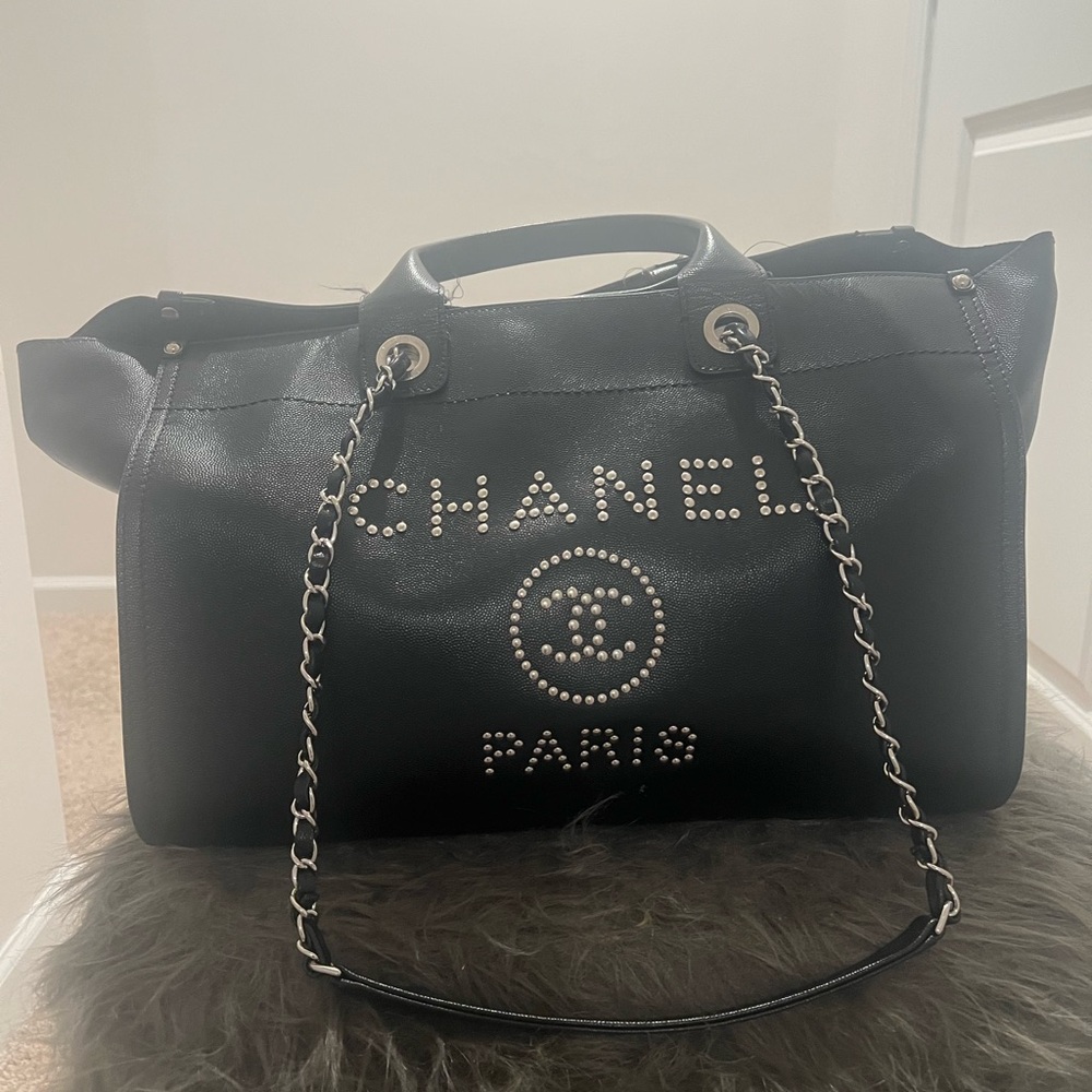 Chanel Black Tote with Chain Detail